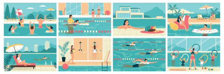 Swimming Pool Set - obrazy, fototapety, plakaty