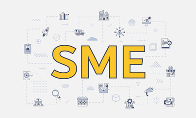 sme small medium enterprise concept with icon set with big word or text on center