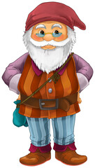 Cartoon dwarf in some activity isolated illustration for children 