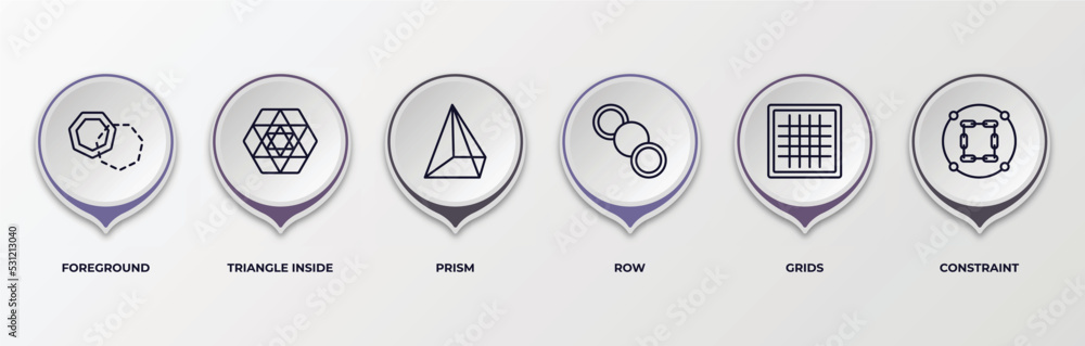 Poster infographic template with outline icons. infographic for geometric figure concept. included foregrou