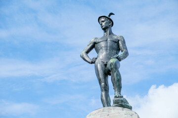 Detail van de Mercuriusfontein in Leeuwarden, Friesland province, The Netherlands