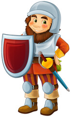 Cartoon knight dwarf in some activity isolated illustration for children 