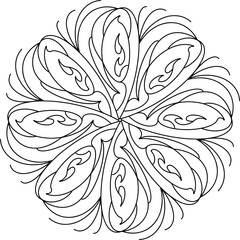 Black line flower. Outline illustration.