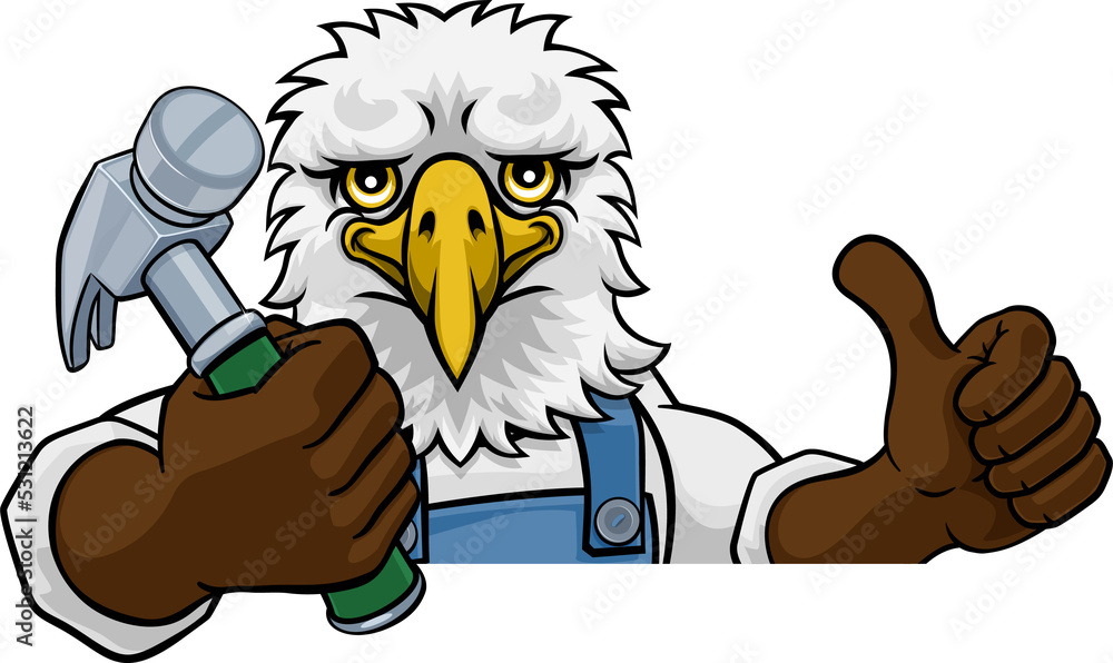 Sticker Eagle Carpenter Handyman Builder Holding Hammer