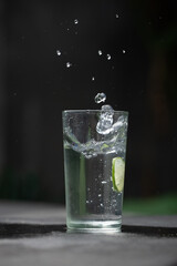 glass of water with lime