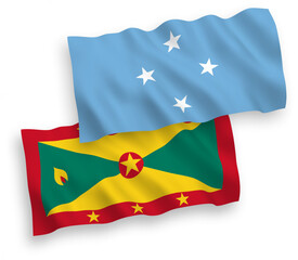 Flags of Federated States of Micronesia and Grenada on a white background