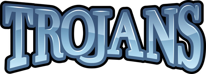 Trojans Sports Team Name Text Retro Style