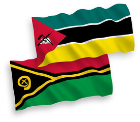 Flags of Republic of Mozambique and Republic of Vanuatu on a white background