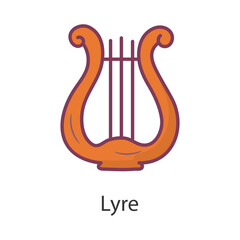 Lyre Filled Outline Icon Design illustration. Music Symbol on White background EPS 10 File