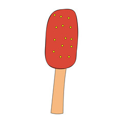 Fruit popsicle on stick in style of doodle
