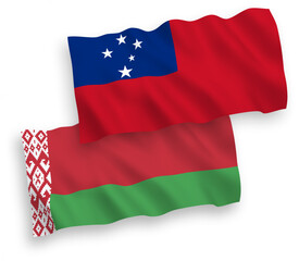 Flags of Independent State of Samoa and Belarus on a white background
