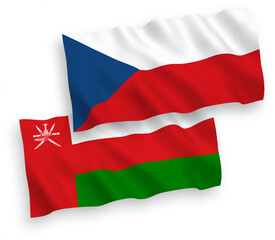 Flags of Czech Republic and Sultanate of Oman on a white background