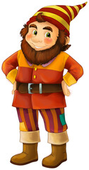 Cartoon dwarf in some activity isolated illustration for children 