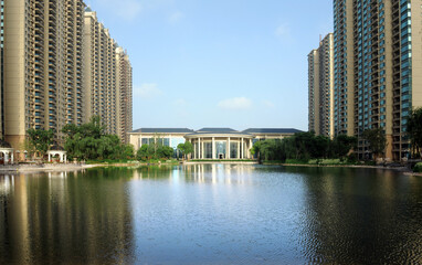 Fototapeta na wymiar China's high-grade residential community, modern high-rise residential buildings.