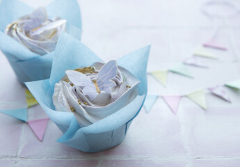 Cupcakes with butterfly decorations