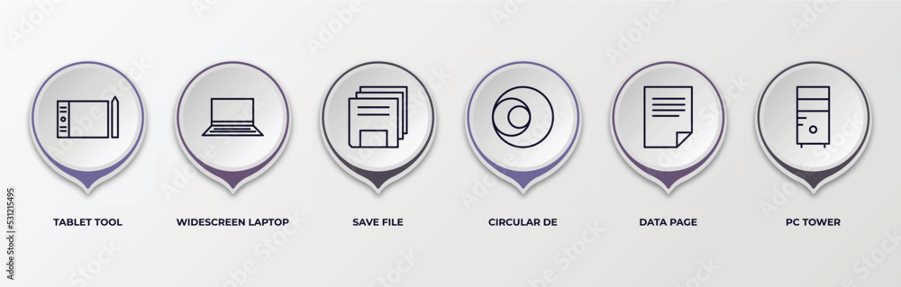 Poster infographic template with outline icons. infographic for computer concept. included tablet tool, wid