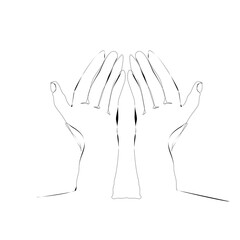 Line art hands contour concept  praying 