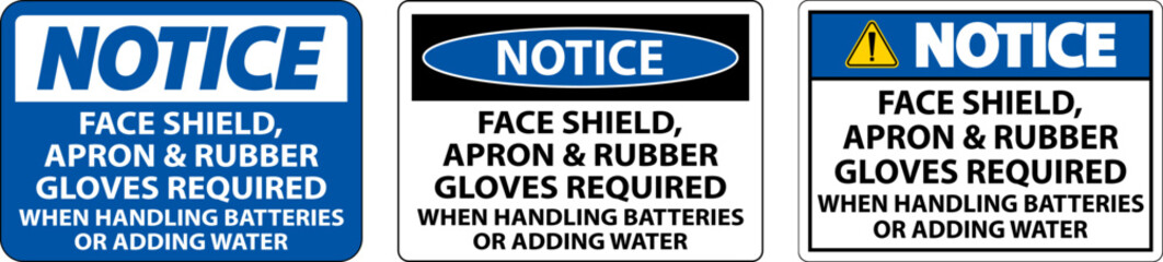 Notice When Handling Batteries Sign On White Background