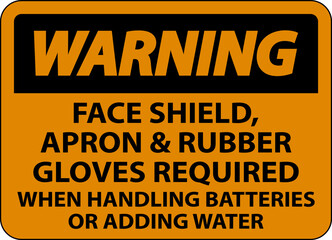 Warning When Handling Batteries Sign On White Background