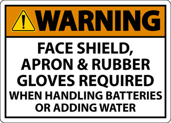 Warning When Handling Batteries Sign On White Background