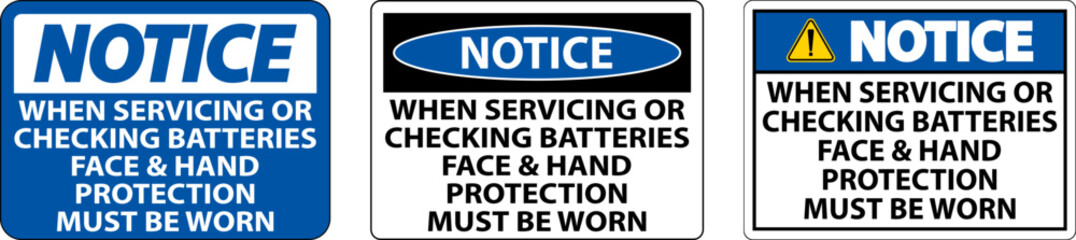 Notice When Servicing Batteries Sign On White Background