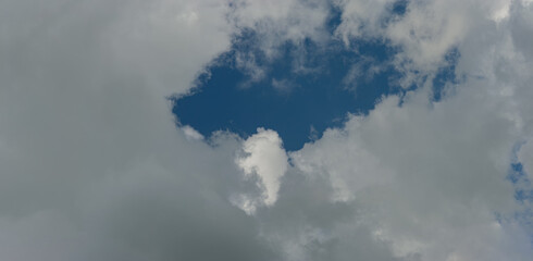 Gray clouds, white cloud and blue sky.