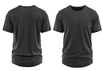 T-Shirt Short Sleeve Longline Curved Hem for Men's. For mockup ( 3d rendered / Illustrations) BLACK front and back 