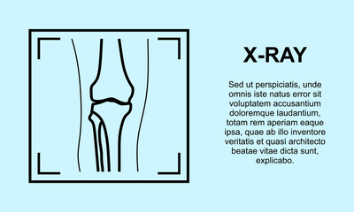X-ray banner. Simple outline style. Radiology, scanning, medicine, skeleton, bone, technology, medical concept. Medical banner. Vector illustration 