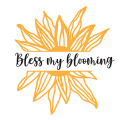 Sunflower hand lettering illustration for your design