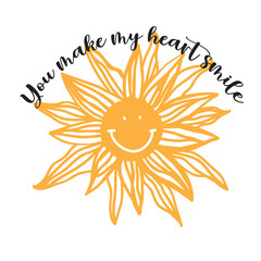 Sunflower hand lettering illustration for your design