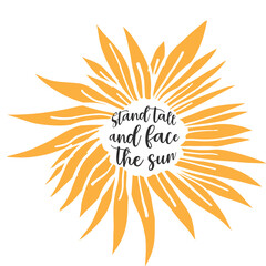 Sunflower hand lettering illustration for your design