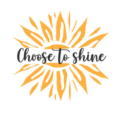 Sunflower hand lettering illustration for your design