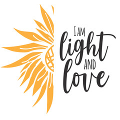 Sunflower hand lettering illustration for your design