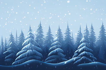 Obraz premium Beautiful watercolor coniferous forest illustration, Christmas fir trees, winter nature, holiday background, conifer, snowfall, outdoor. 3d Illustration
