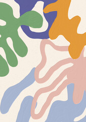 Poster Abstract Women Matisse Style Post-Impressionism Jug Texture Acrylic Fruit Still Life Retro Flowers