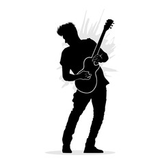 Man playing guitar. Abstract silhouette vector