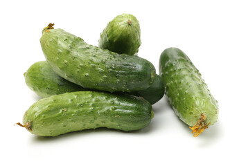 Green cucumber on the white background