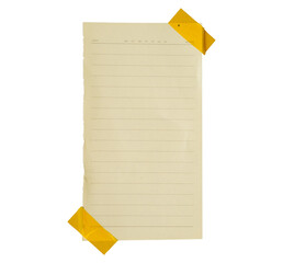 notebook paper sticky note glued to the board with tape - obrazy, fototapety, plakaty
