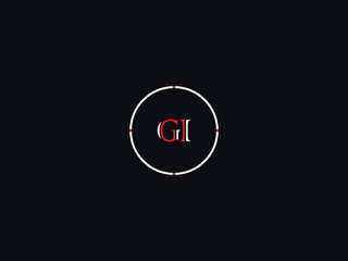 Monogram GI g i Logo Icon, Colorful Gi Circle Letter Logo Image Vector Stock