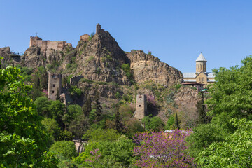 Fototapeta na wymiar Church of St. Nicholas on the territory of Narikala fortress in Tbilisi. Georgia country