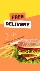 Orange and Yellow Burger Typographic Food TikTok Video Ad