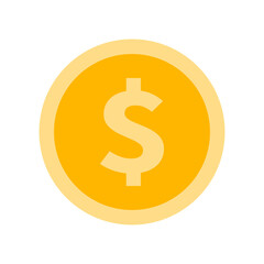 Vector dollar coin. Gold coin in flat design. Money.