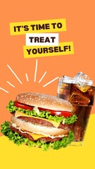 Orange and Yellow Burger Typographic Food TikTok Ad