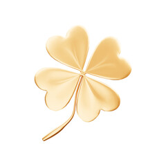 Golden clover leaf 3d rendering illustration