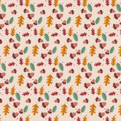 Autumn leaves seamless pattern. Vector Illustration.
