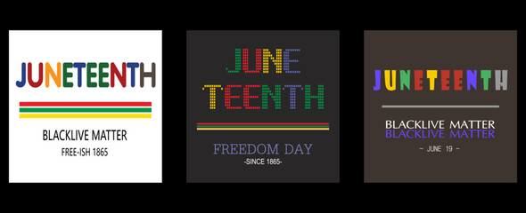 vector three styles for juneteenth; 