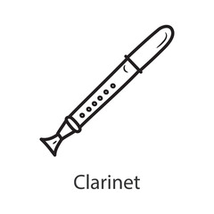 Clarinet Outline Icon Design illustration. Music Symbol on White background EPS 10 File