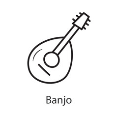Naklejka premium Banjo Outline Icon Design illustration. Music Symbol on White background EPS 10 File