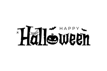 Happy Halloween lettering, vector holiday quote. Handwritten Halloween typography print for flyer, poster, greeting card, banner. Hand drawn decorative design element.