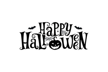 Happy Halloween lettering, vector holiday quote. Handwritten Halloween typography print for flyer, poster, greeting card, banner. Hand drawn decorative design element.